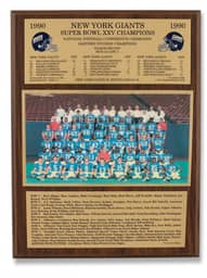 New York Giants Super Bowl XXV Champions commemorative plaque